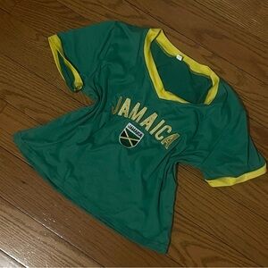 Jamaica Green and Yellow Crop T Shirt